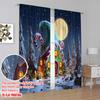 2pcs,2D Plane Printing Curtains&Window Treatment Christmas Elf House Versatile Polyester (without Rod) Decorations For Home