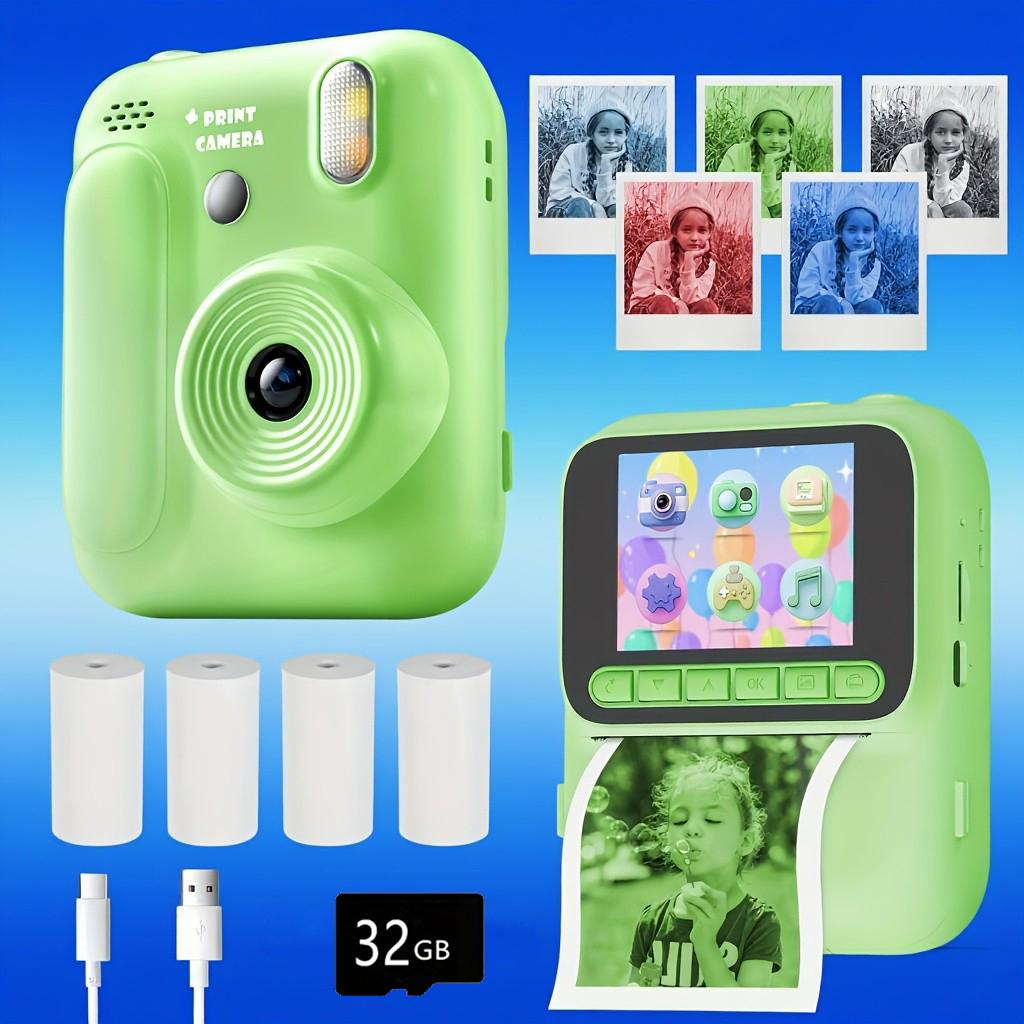 Kids Instant Camera Color Printing Camera 32GB 1080P Thermal Print Digital Camera Print Photo Video Games Music Children Gift