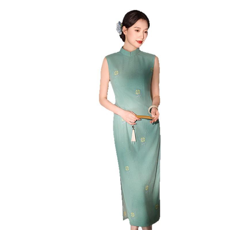 Blue Cheongsam New Chinese 1011 New Women's Autumn Young Daily Wear Cheongsam Elegant Embroidery Slim Fit