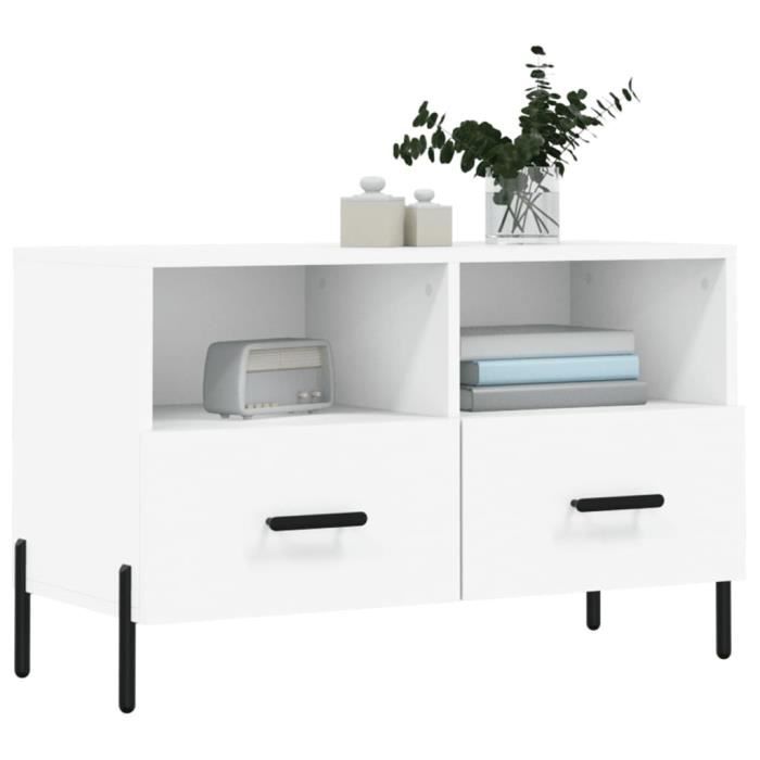 VidaXL Meuble TV Blanc 80x36x50 cm Bois d'ingénierie 828980