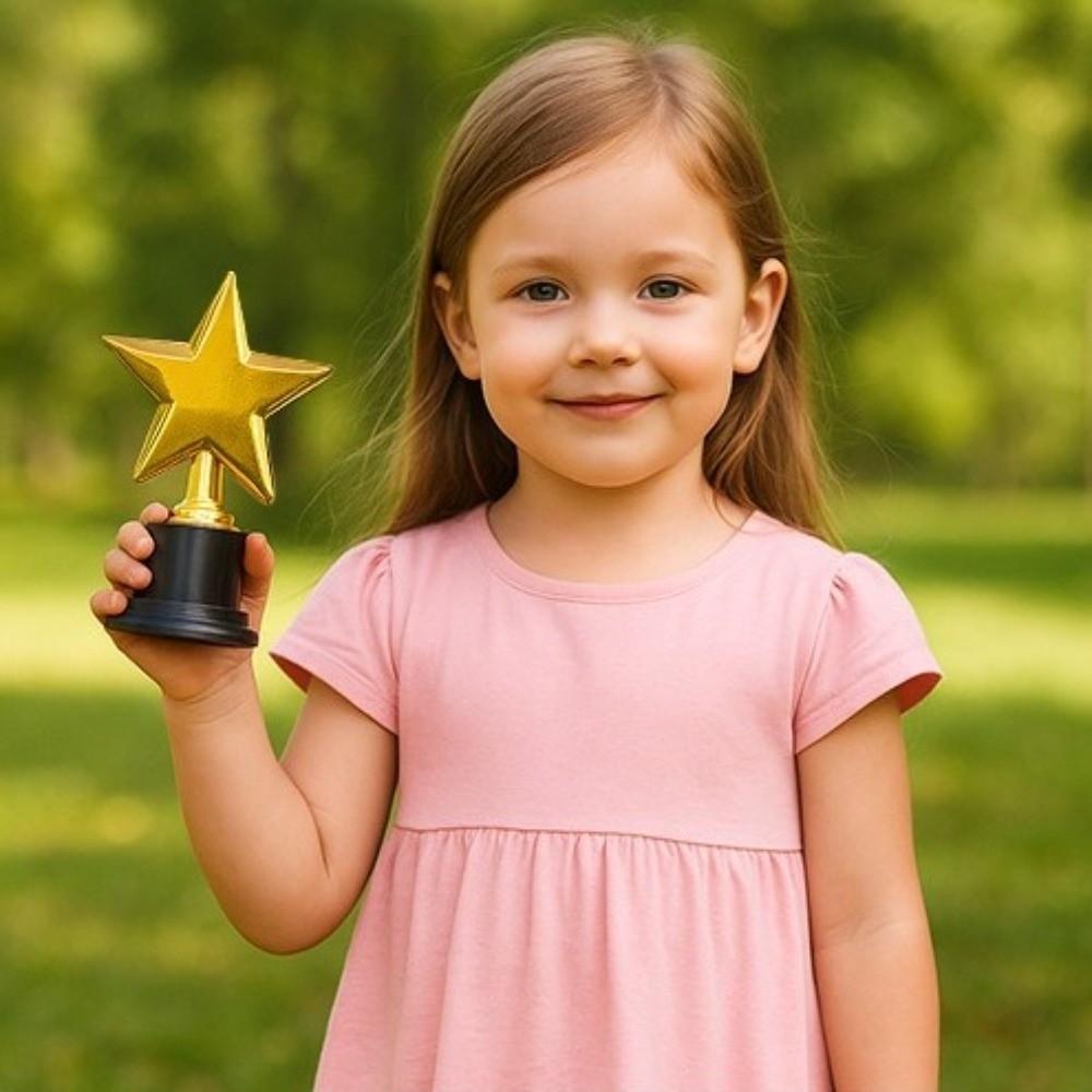 Plastic Material Star Trophy Awards 6-Pack Set Mini Gold Trophies  Kids School Rewards