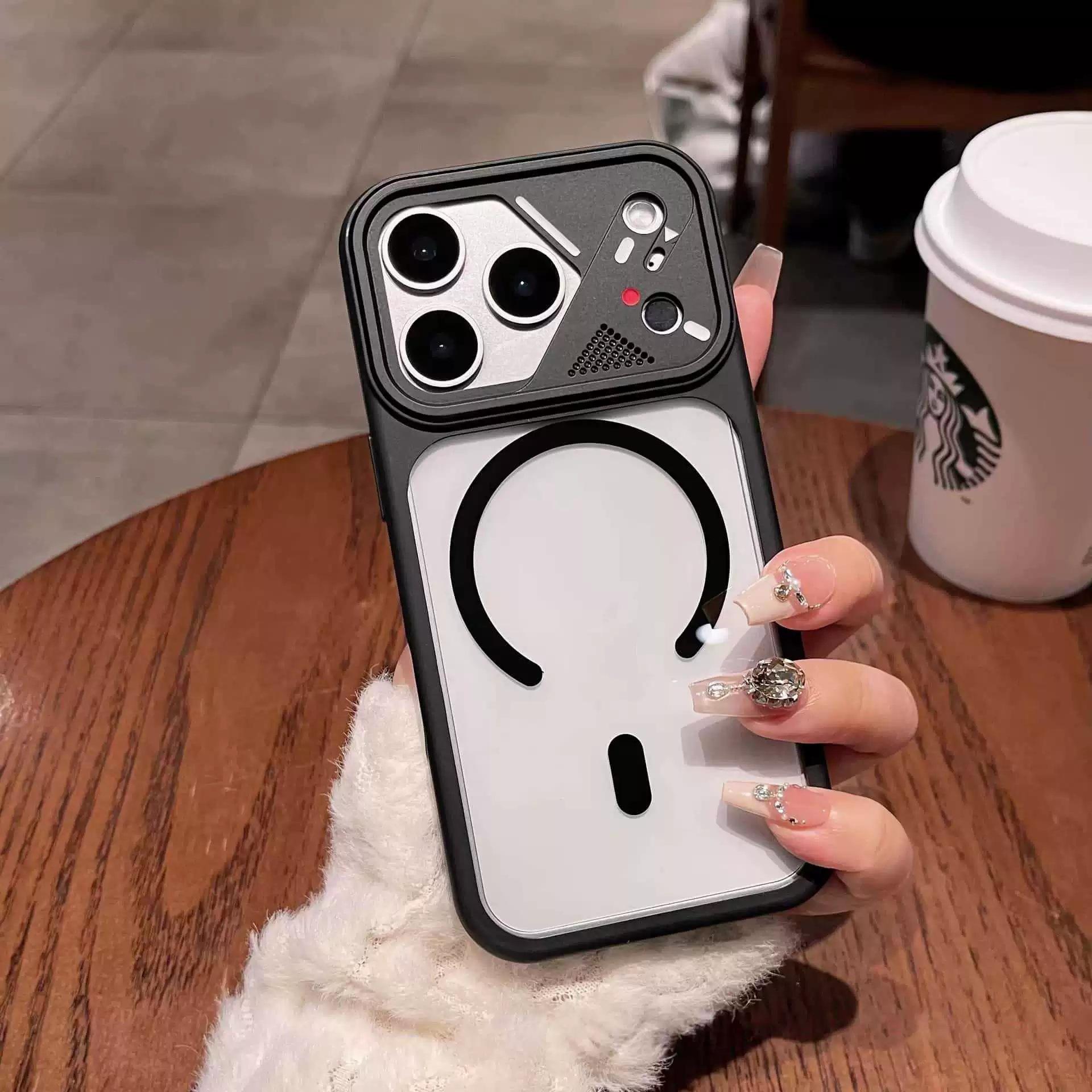 

Compatible with iPhone 17 Pro Max: Ya Dun Acrylic Magnetic Transparent B-ring Lens Protection Case. iPhone 12 Pro