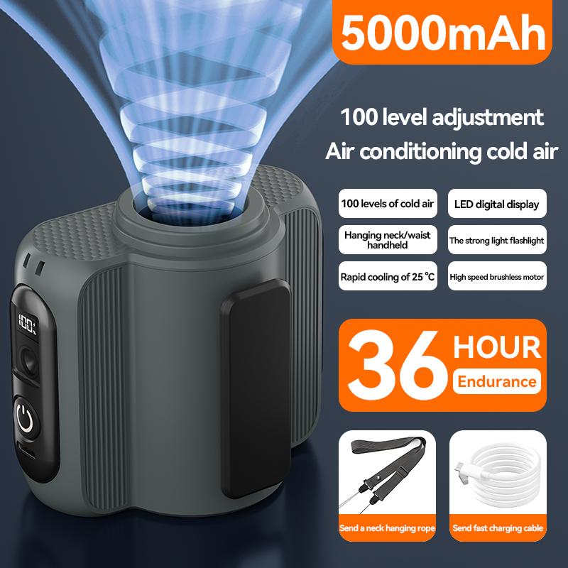 Hanging Waist Fan 5000mAh Large Capacity Lithium Battery Clip Waist Cooling Fan Outdoor Waist Fan With Flash Light Waist Clip Fa