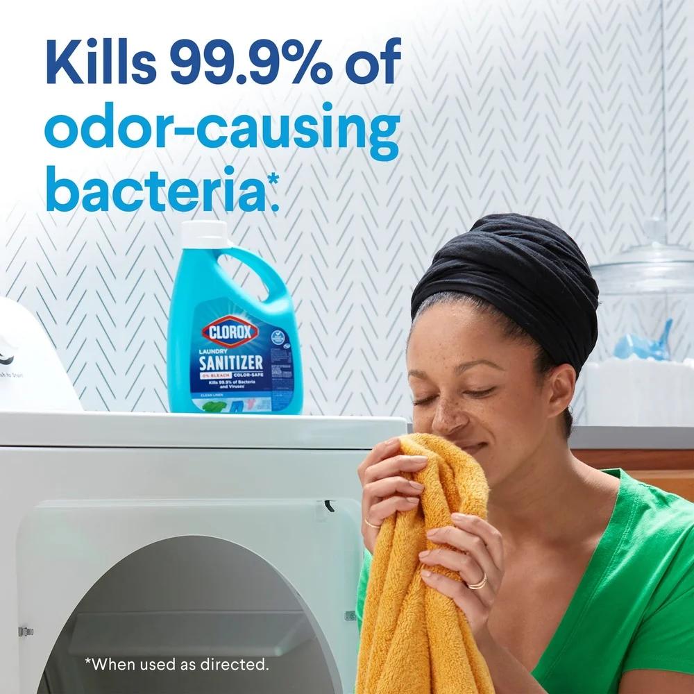 Laundry Sanitizer 0% Bleach Color Safe Fresh Clean Linen Odor Eliminator Disinfects 99.9% Bacteria Pet Sweat Musty Towels 80oz