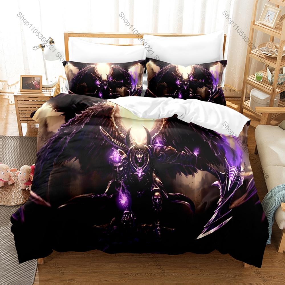 Video Game Smite Bedding Set, Duvet Cover & 2 Pillowcases, Mythology Character Pattern Breathable Fabric All Season Use