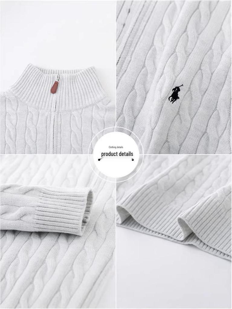 Ralph Loose Casual Men's Stand-Up Collar Knit Sweater – Spring/Autumn 2026 Trendy Couple Style