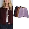 Spring New Women Clothes Basic All-Match Patch Bag Loose Round Neck Thick Knitted Long Sleeve Outerwear 5802111