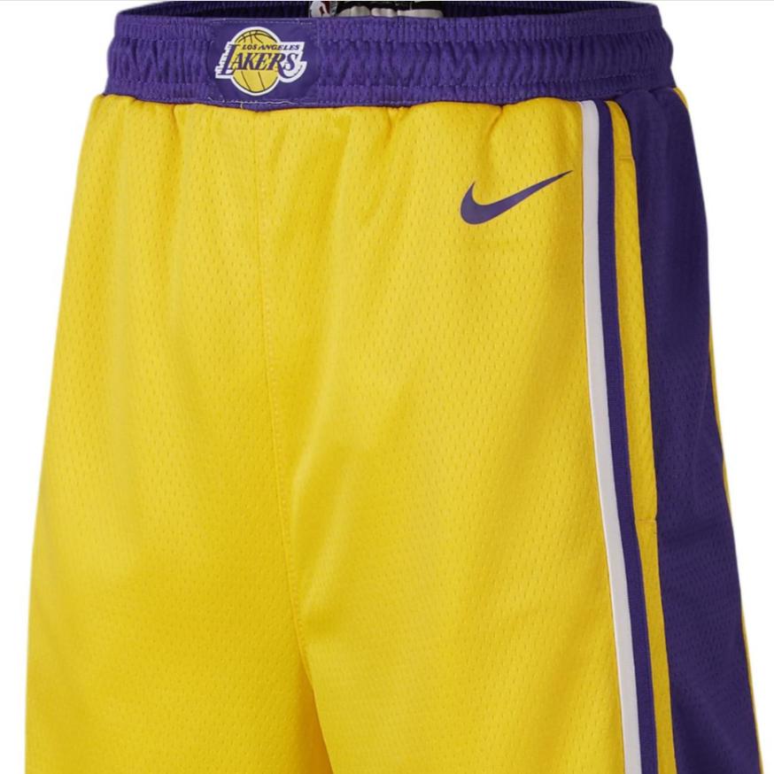 Nike Los Angeles Lakers Elastic Waist Letter Color Block Comfortable Shorts Kids shorts Amarillo-Yellow DN5262-700