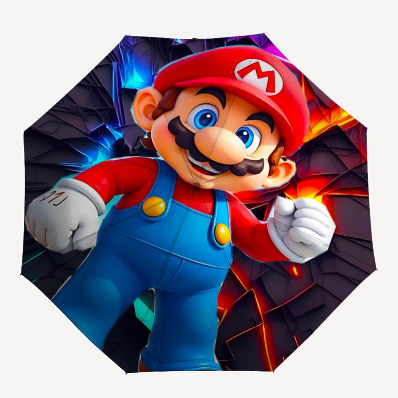 

1pc Mario Cartoon Adventure Automatic Open/Close Umbrella Compact Travel Umbrella, 8 Rib Heavy Duty, Perfect for Women & Men a0923192