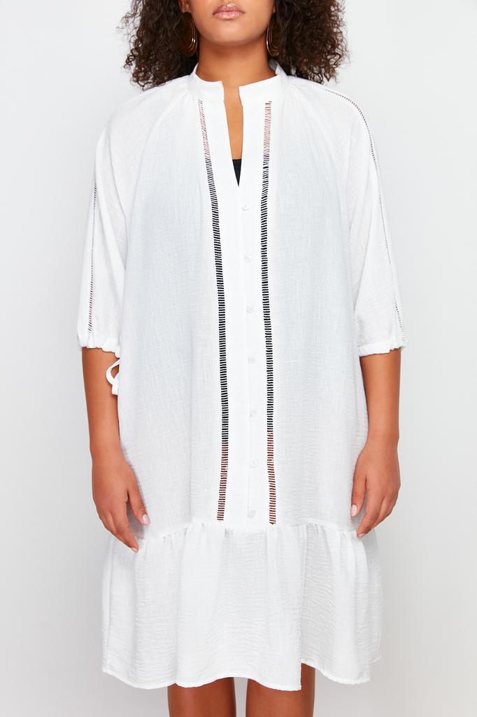 Women's Fashion New Plus Big Size Dress Black V-Neck Flounce Hem Beach Dress