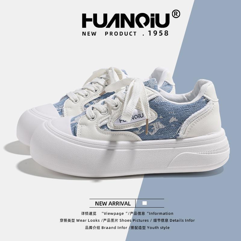 Global Platform White Shoes Women's KMXFX80159 Spring and Spring New Shallow Mouth Versatile Shoes Casual Board Shoes Women