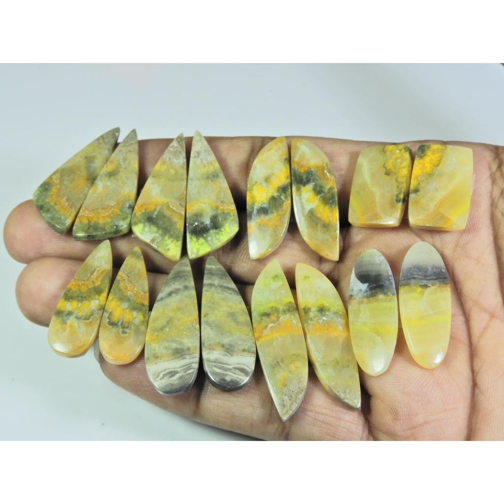 187Cts.Natural Bumble Bee Jasper Pair Mix Cabochon Loose Gemstone 08Pair Lot C-117