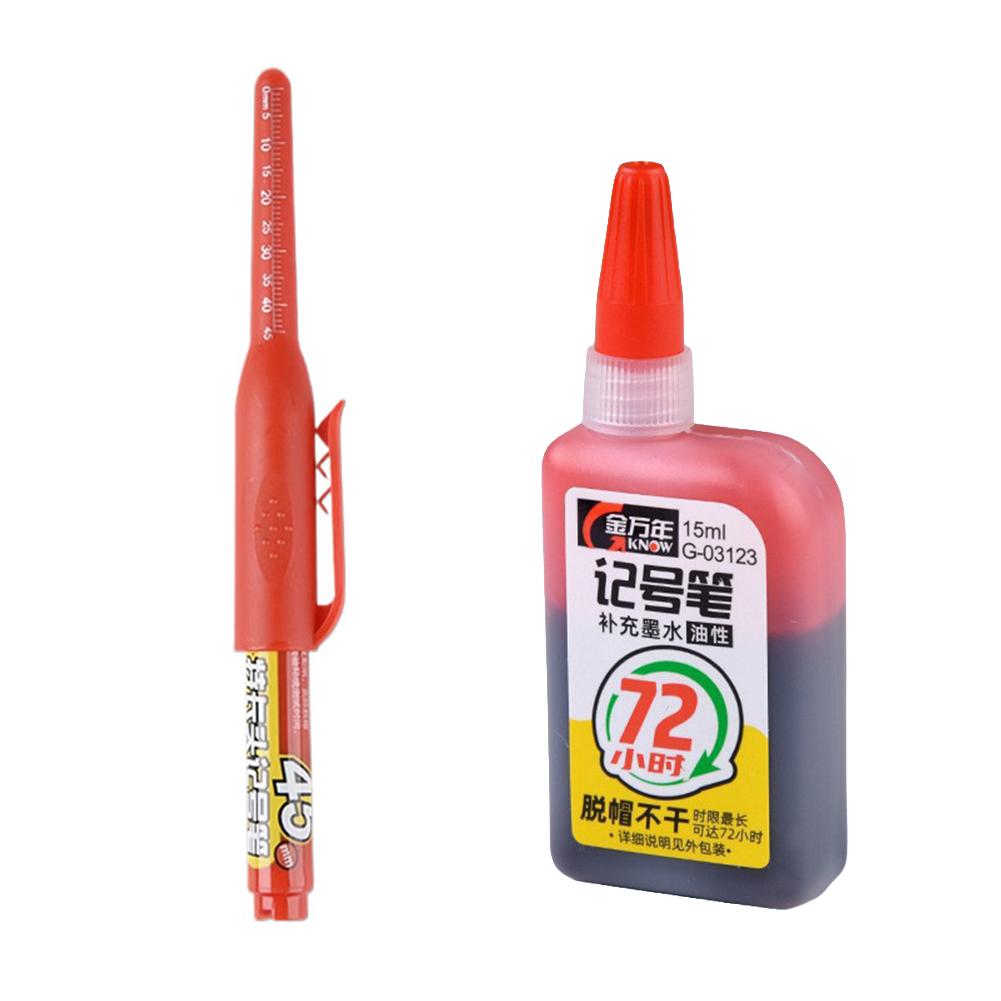 

Lot 45mm Waterproof Long Head Nib Deep Hole Markers Pen Tile Carpenter Pen Multi-purpose for Woodworking with Black/Blue/Red Ink червоний