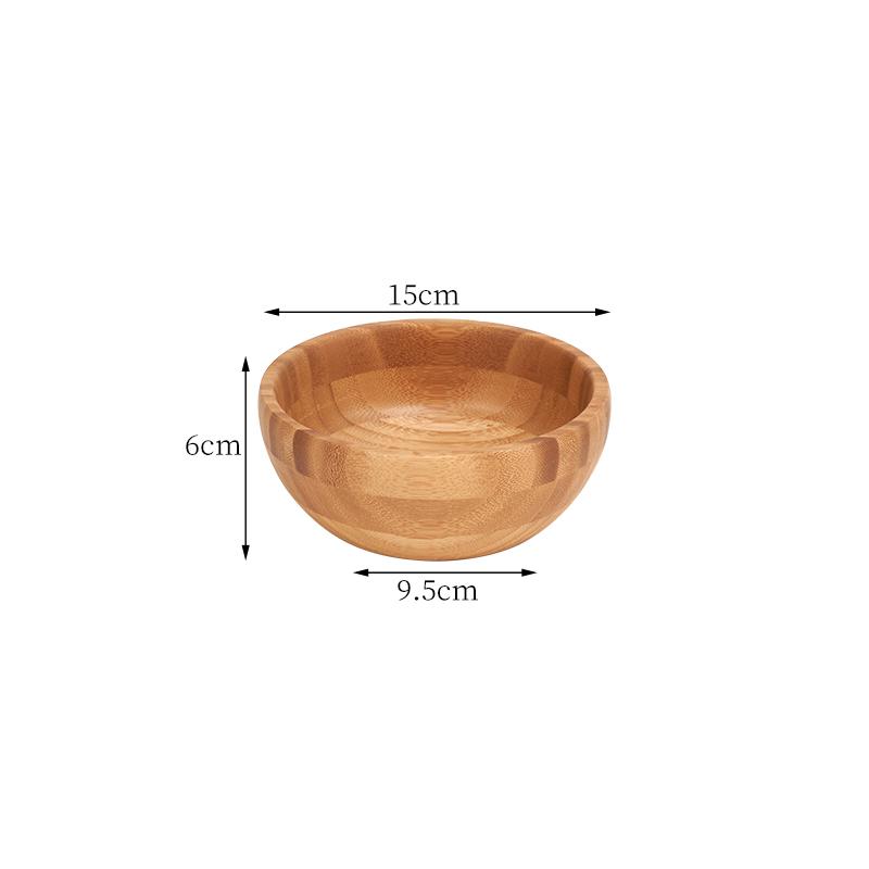 Authentic Japandi Style Handcrafted Bamboo Salad Bowl Premium Sustainable Food-Safe Glazed Serving Bowl for Hotel & Restaurant 15*6cm светло-желтого