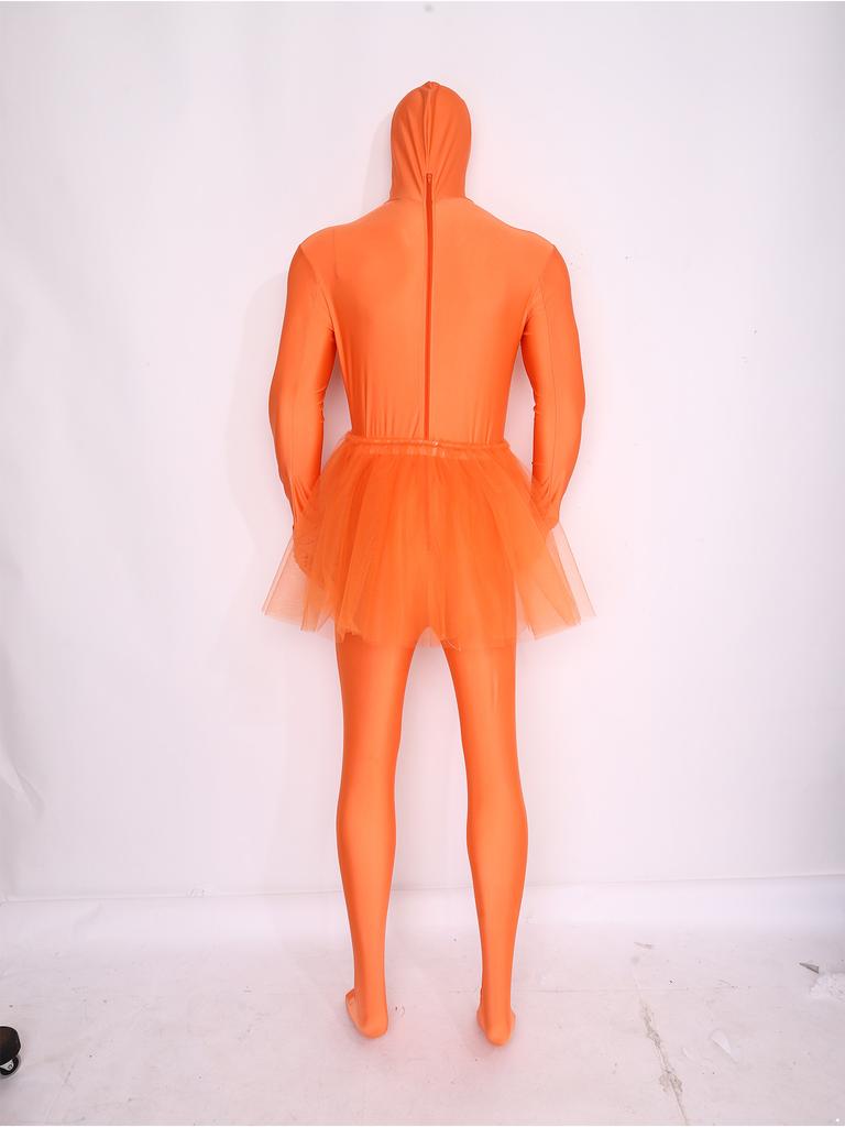 Tuta Cosplay Arancione da Uomo Intera con Guanti Maniche Lunghe Piedi Coperti con Cappuccio