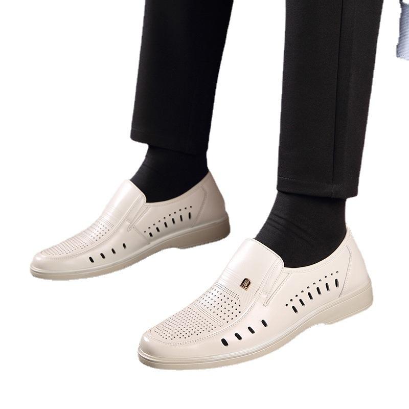 Old Man Head Men's Business Men's Cowhide Feet Breathable Hollow Autumn New Casual Leather Shoes 75026