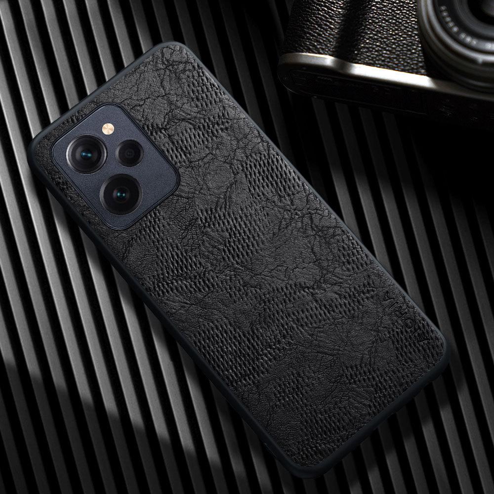 

Case for Poco X5 Pro F5 Pro Luxury Cracked Faux leather Phone cover funda for Poco F5 Pro case capa Poco X5 чёрный