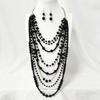 Elegant Multilayer Simulated Pearls Necklace And Earrings Set For Women Long Necklace Fashion Jewelry Accessories