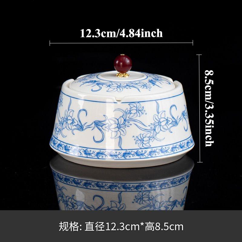 Ceramic Ashtray, Covered Anti Fly Ash Ashtray, Portable Desktop Ashtray, Chinese Style Ashtrays, Home Decoration Sugar Box