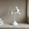 Wooden Bunny Figurine, Nordic Style Floating Running Rabbit Statue with Base for Desk, Bookshelf, TV Cabinet Home Decor