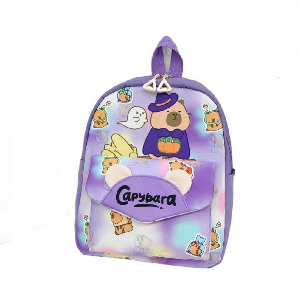 

Nylon Cartoon Animal Schoolbag Large Capacity Kids Book Bag Cartoon Capybara Backpack Kids фиолетовый