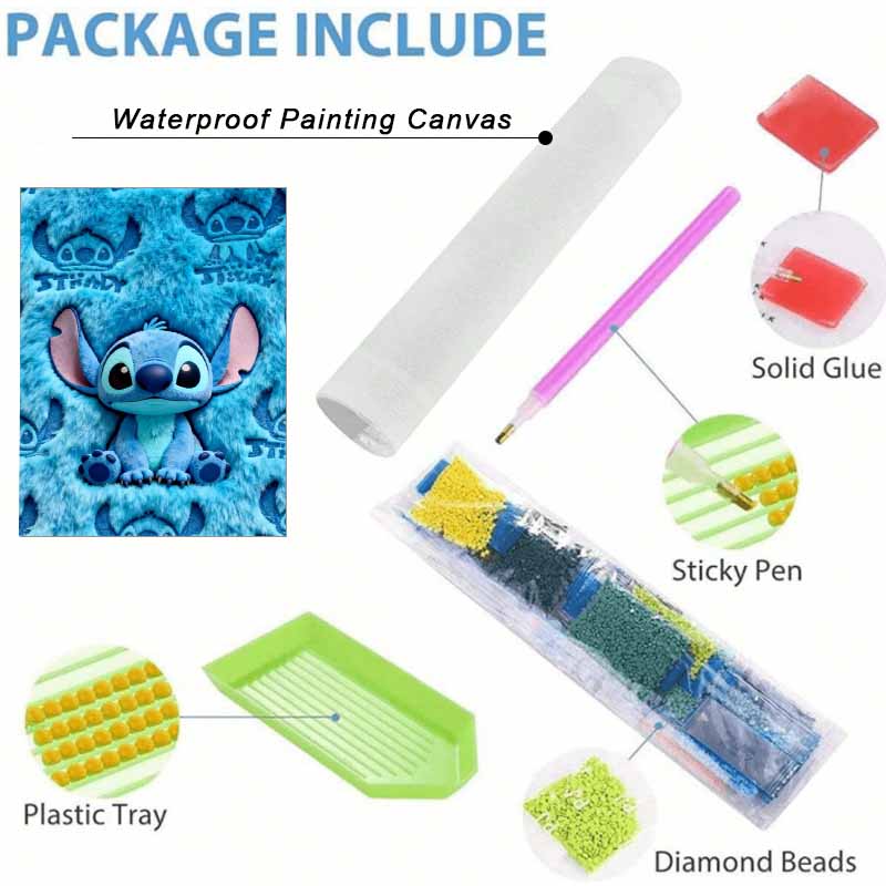 Disney Stitch Diamond Painting Kit 5D DIY, Suitable for Beginners and Craft Lovers, Interior Space Decoration