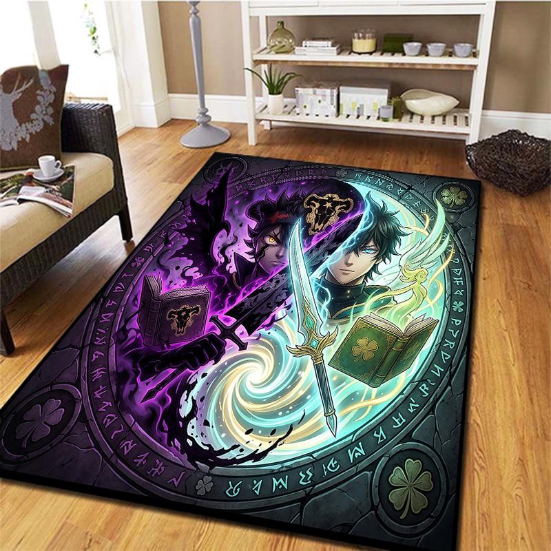 Black Clover Carpet Rug For Living Room Bedroom Home Sofa Decoration Kids Play Nonslip Floor Mat