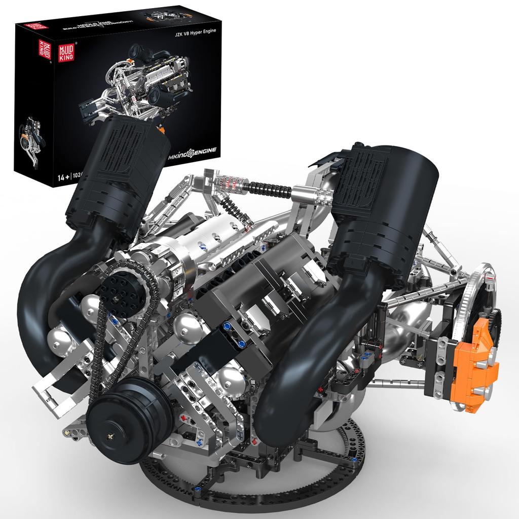 Mould King 10248 V8 Engine Building Blocks – Realistic Twin-Turbo V8 Car Engine Model Kit (3,192 Pieces) Static Display Model for Kids and Teens