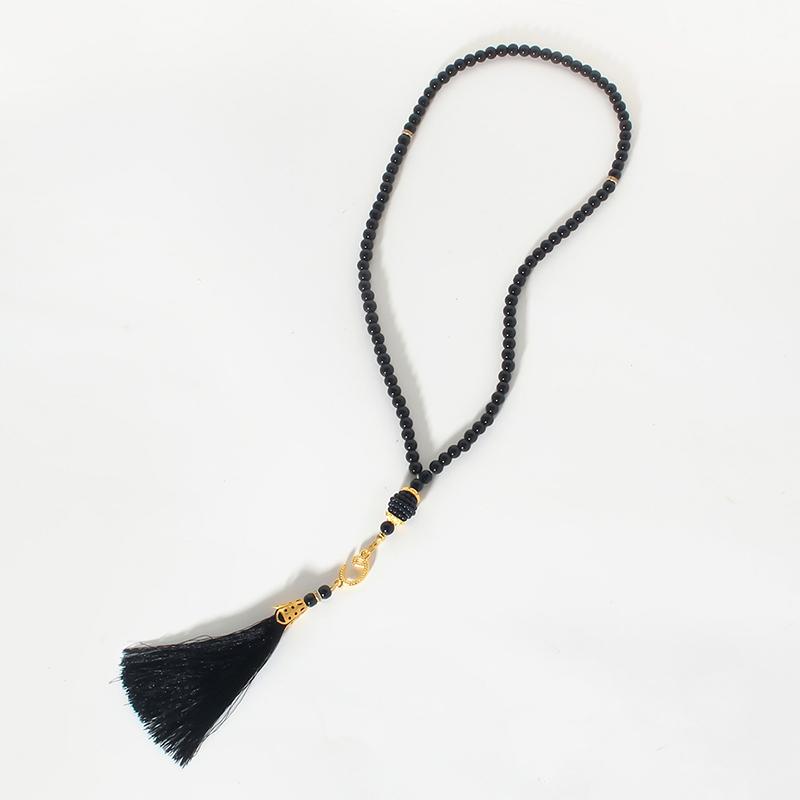 Pearl Prayer Beads Necklace Jewelry Long Tassel Clothes Pandent Accessories