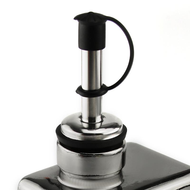 Stainless Steel Wine & Oil Bottle Stopper with Silicone Seal, Dust Cap, and Breathable Tube