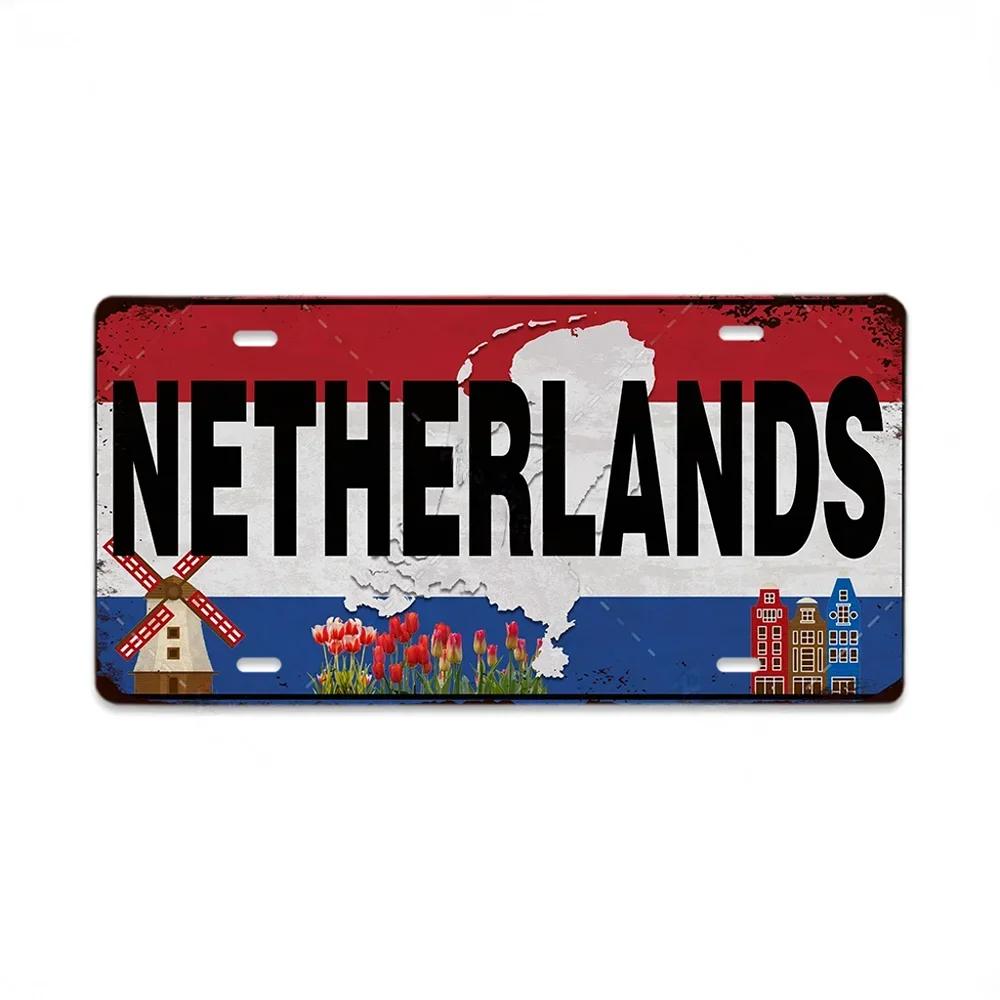 Retro Tin Sign License Plate Various Regions Metal Signs Posters Decor Italy Brazil Japan Poland Korea Ireland Bar Garage Pla