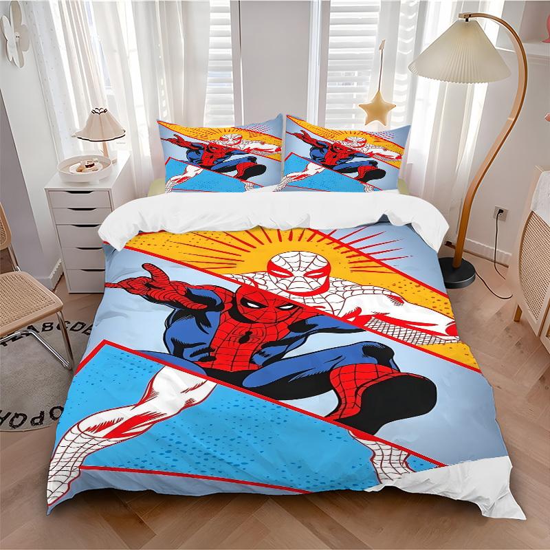 3pcs Spider-Man Web 1 Cover+2 Pillowcases, Pillow Inserts Not Included, Machine Washable, All-Season Use, Teen and Adult Rooms119 135x200cm