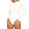 Women's Crew Neck Long Sleeve Fitted High Waist Solid Color Sexy Bodysuit Stretchy Basic Leotard