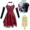 Death Note Cosplay Kostüm Misa Amane Kunstleder Sexy Kleid + Halsschmuck + Strümpfe + Halskette Uniform Outfit Halloween Perücke