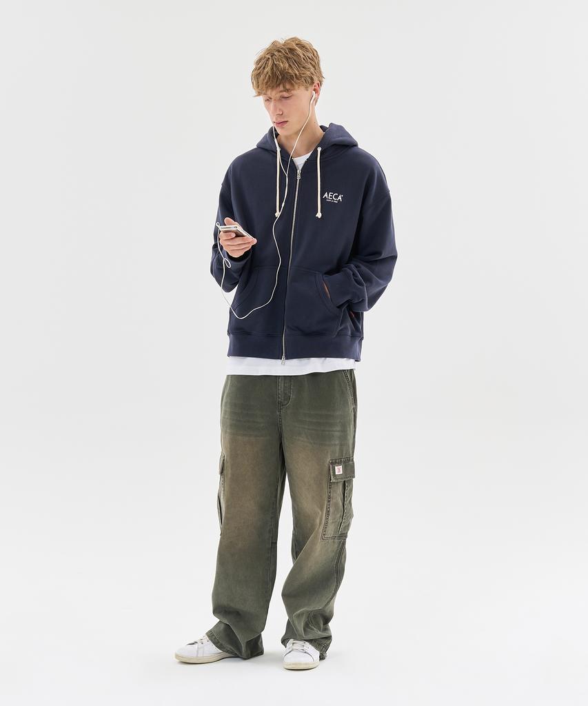 AECA Vintage Washing Cargo Wide Pants-Green