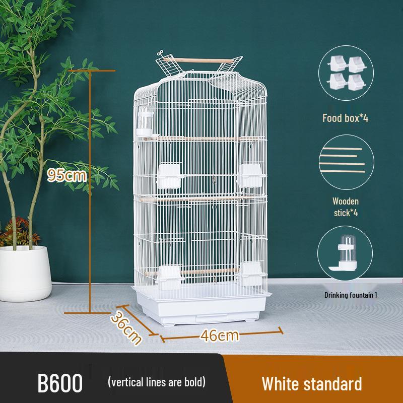 Grande Cage à Oiseaux pour Perroquets et Mynas - Design Phénix Noir