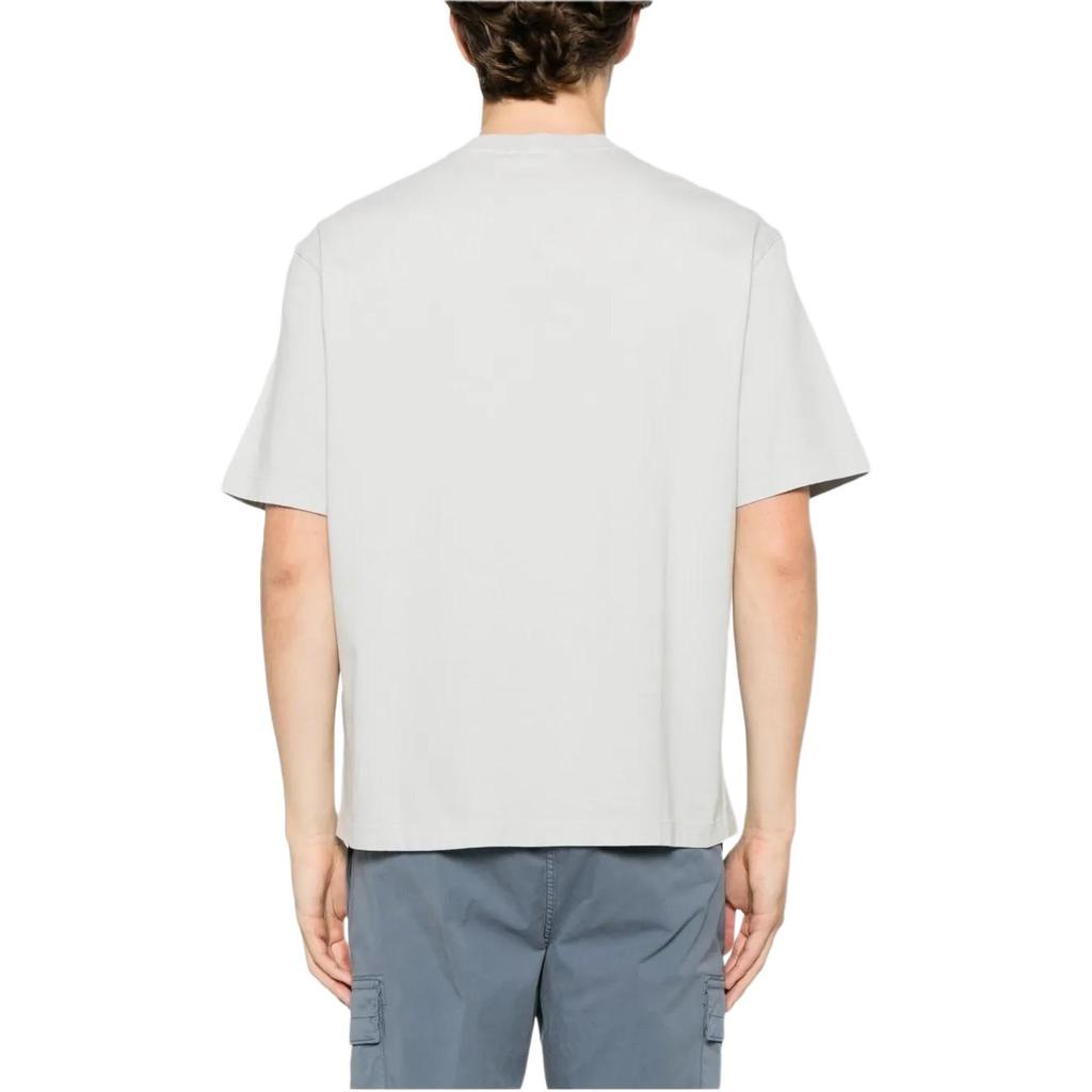 Stone Island Logo Print Solid Color Crew Neck Short Sleeve T-Shirt Men Tops Gray White K1S1521000-34S0115-V0061