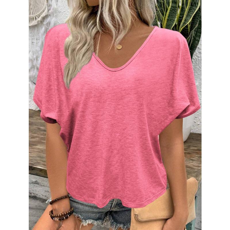 

Летняя свободная повседневная женская футболка с короткими рукавами, однотонная, с V-образным вырезом, простая офисная, элегантная, модная, топы больших размеров, блузка, базовые женские рубашки 3XL