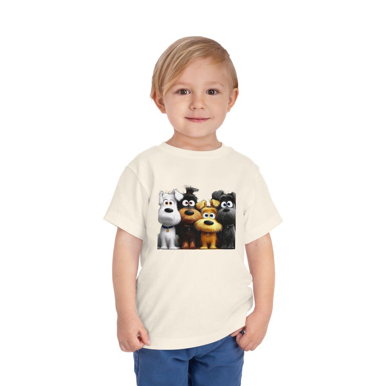 Cartoon Dog Toddler Tee: Playful Pups, Lightweight Cotton Shirt 110