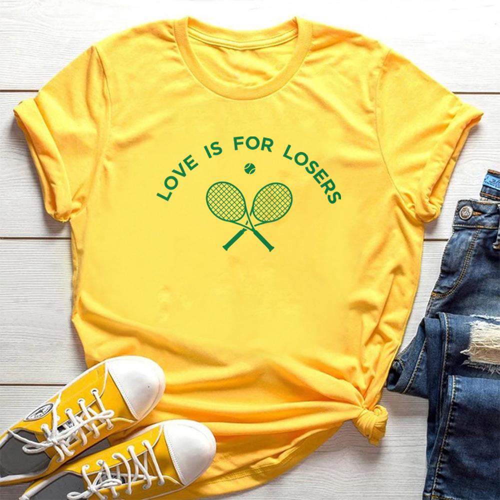 Aesthetic Tennis T Shirt Love Is for Losers Tennis Shirt Harajuku Unisex Clothes Sport Shirts Retro 90s Tee Tennis Team Gift