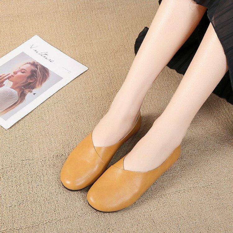 

Doudou shoes women s large size literary and retro forest women s shoes round head shallow mouth flat bottom mother shoes 43 верблюд