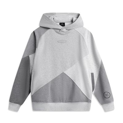 Li Ning Wade Series Comfortable Simple Versatile Spliced Loose Hooded Pullover Sweatshirt Men Sweatshirt AWDV255-5
