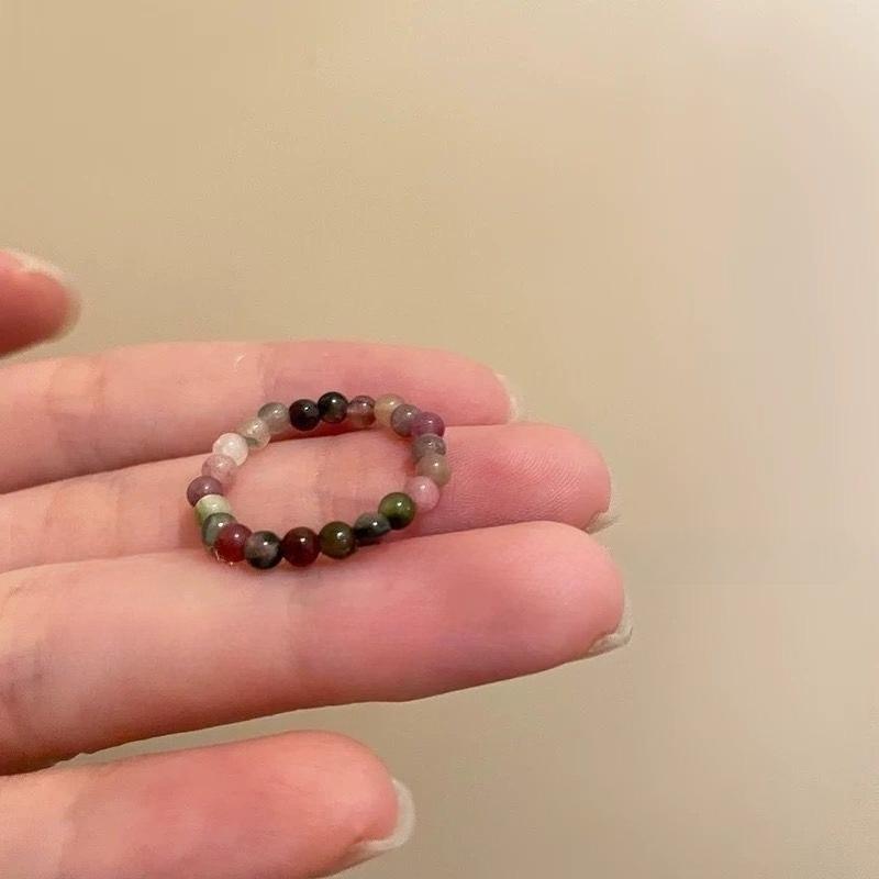 Color crystal beaded ring  niche design sense high-end finger ring light luxury temperament all-match ring accessories