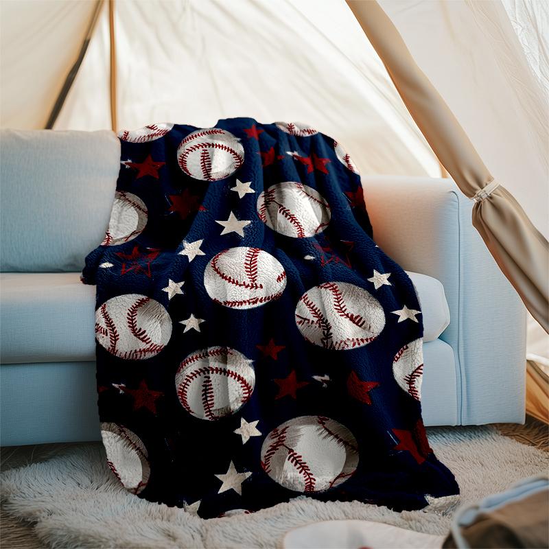 Baseball Theme Printed Blanket - Perfect for Couch, Bed, Travel & Outdoor Use | Machine Washable, Cozy & Durable.