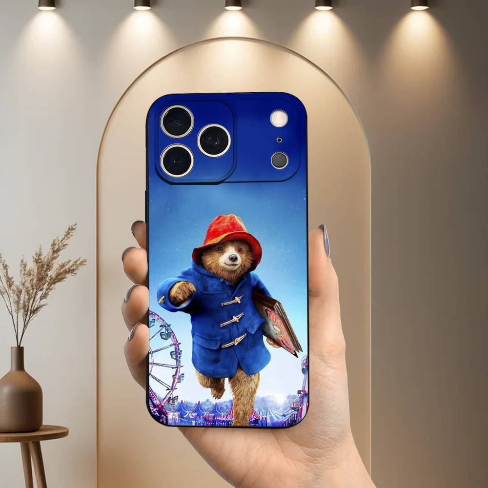 

P-Paddingtons B-Bears Cute Phone Case For iPhone 17,16,15,14,13,12,11 Plus,Pro Max,XS,X,XR,SE,Mini,8,7,Soft Silicone Black Cover iPhone17air