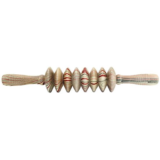 Skin-friendly Fascia Massager Anti-slip Handle Wood Grooved Gear Multifunctional Smooth Roller Massager for Home
