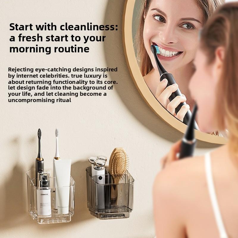 Simple Grid Toothbrush No Punching Wall Mounted Bathroom Household Storage Rack