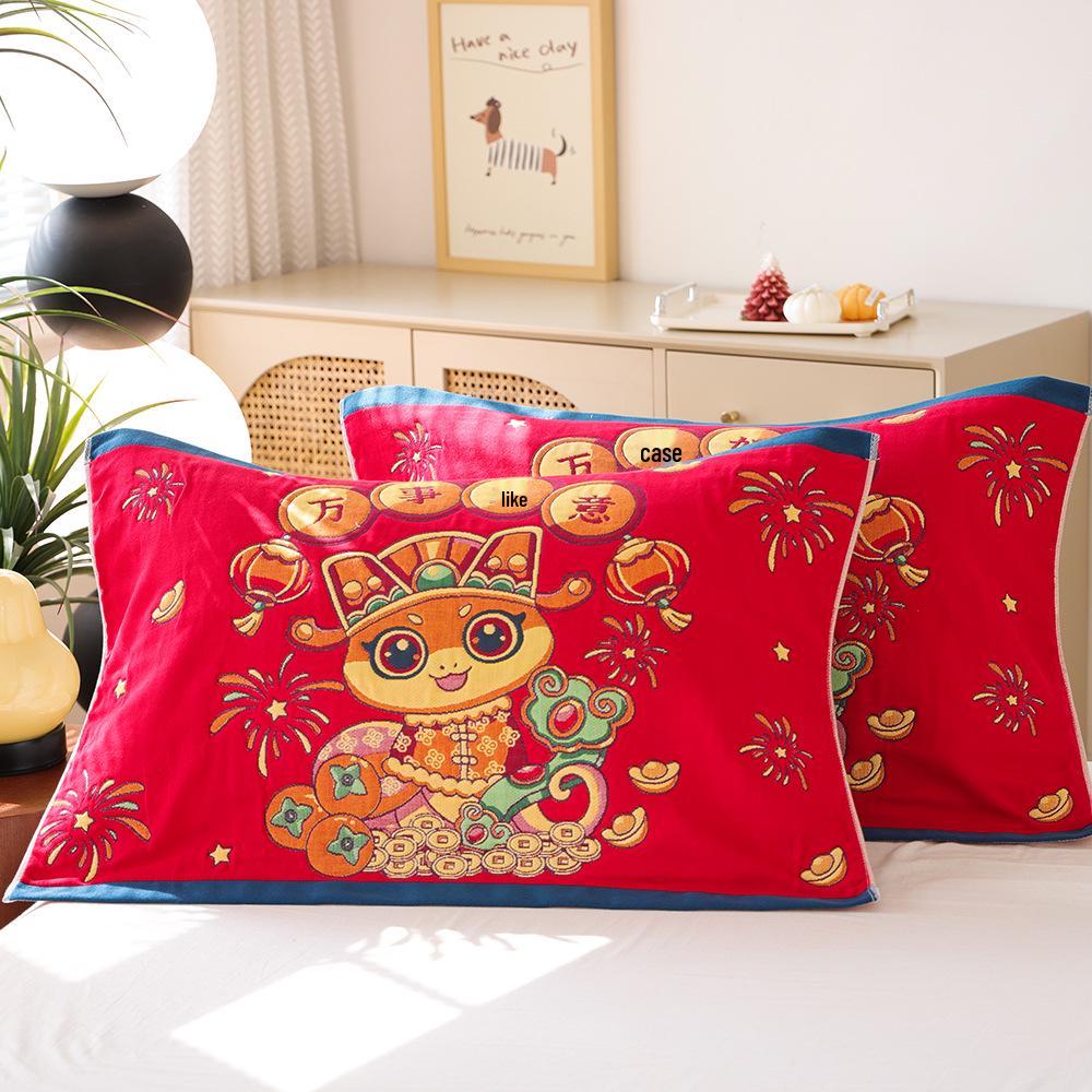 Par de Fronhas de Algodão Antiderrapantes - Design Festivo Vermelho, Absorventes de Suor, Anti-Queda, Frete Grátis