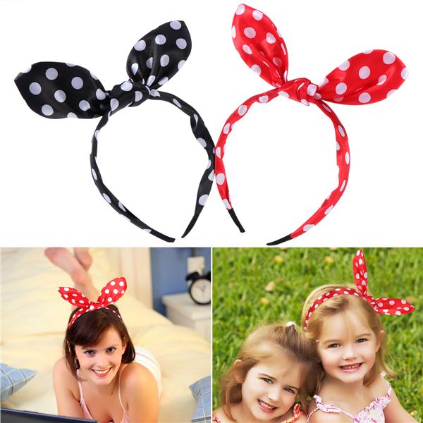 Buy 2 Pcs Bunny Ears Hair Hoop Polka Dot Headband at affordable prices ...