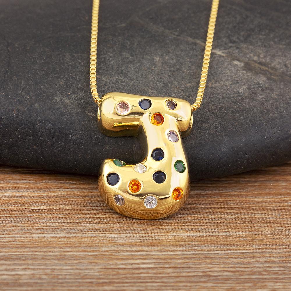 Nidin New Fashion 26 A-Z Letters Initials Alphabet Pendant Necklace For Women Men Inlaid Colorful Zircon Jewelry Accessories
